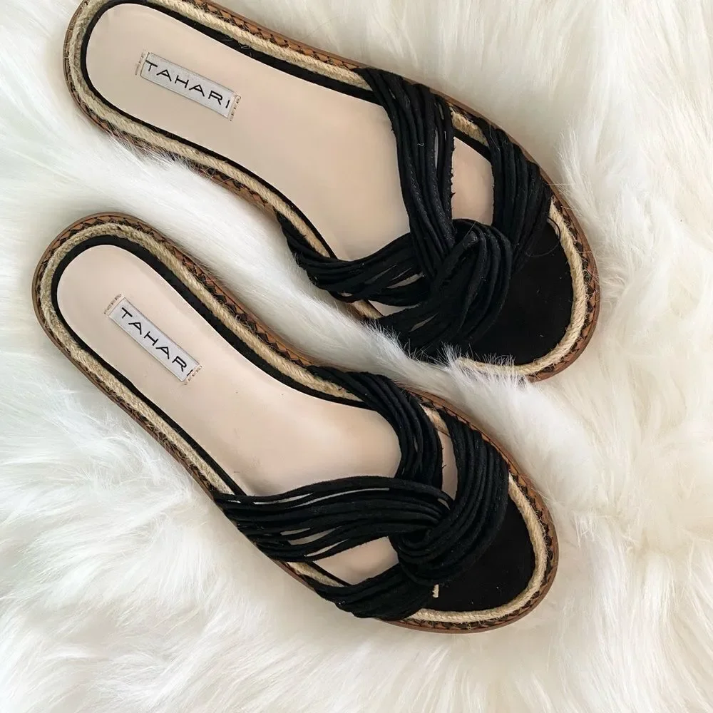 Tahari Black Sandals Slides